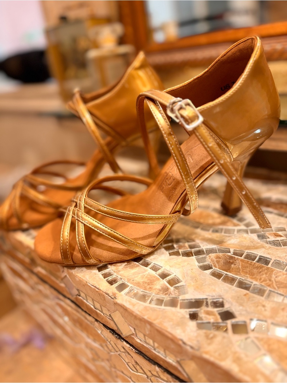 Gold/bronze Strappy Women’s Dance Heels